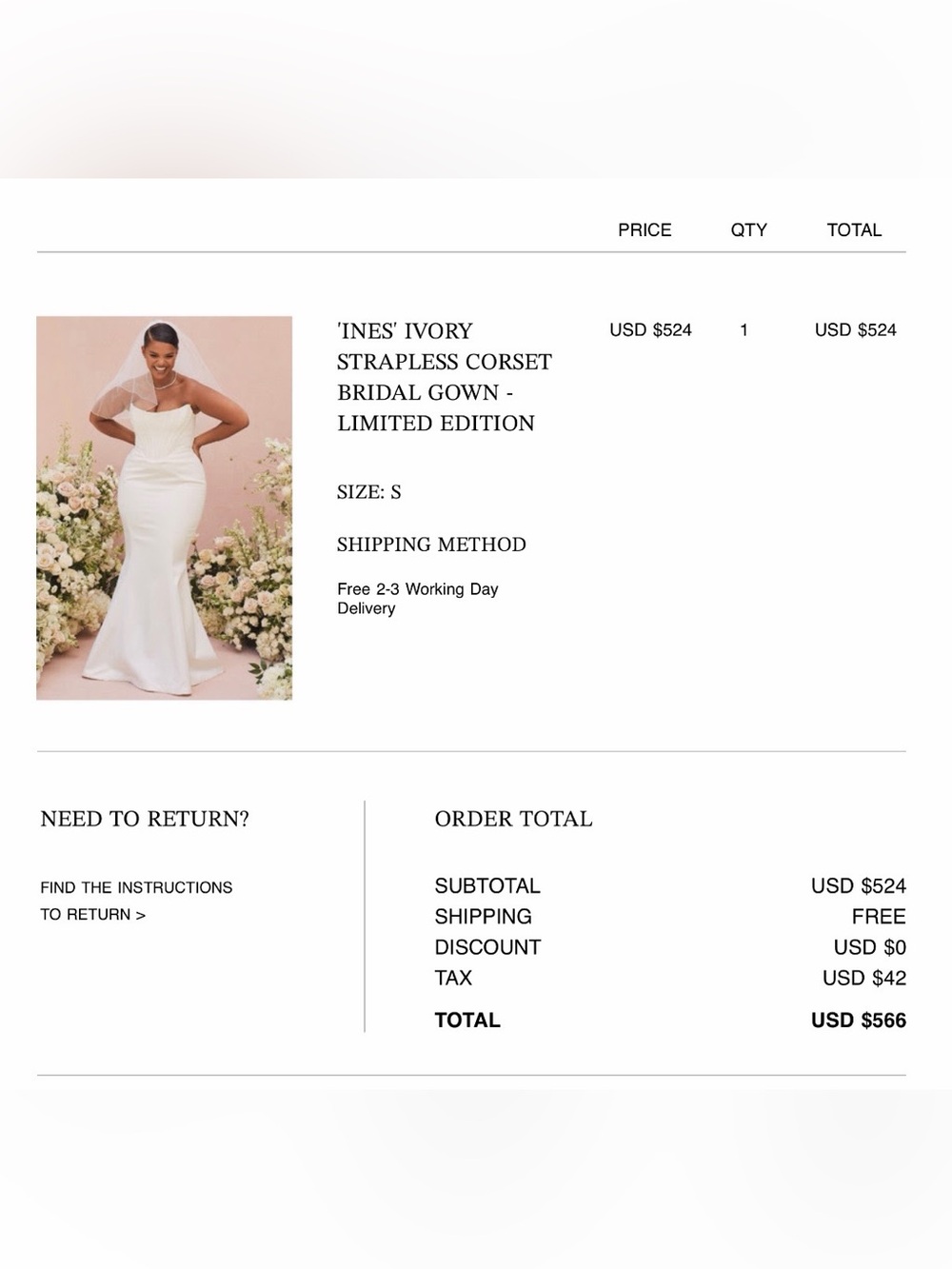 House of CB Strapless Ivory Mermaid Gown - Picture 5 of 5